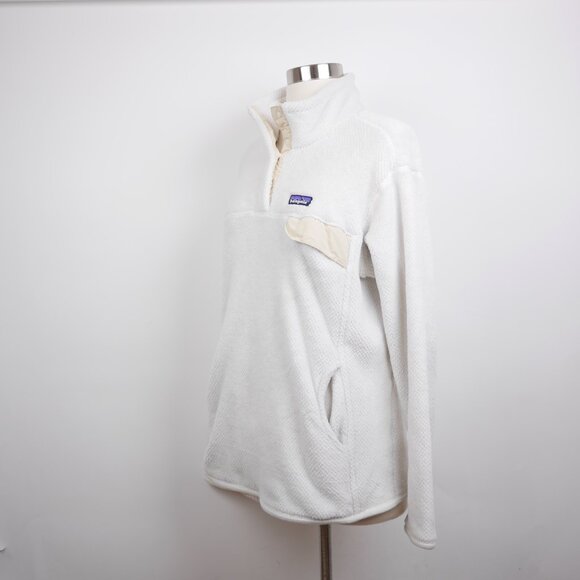 PATAGONIA Women's XL - Off White cream fleece pullover jacket Snap-T medium pile - Picture 3 of 11